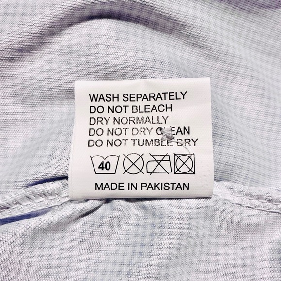 NEW Collars & Co Men's Medium Dress Collar Polo Purple Micro Check Short Sleeve - Picture 4 of 6